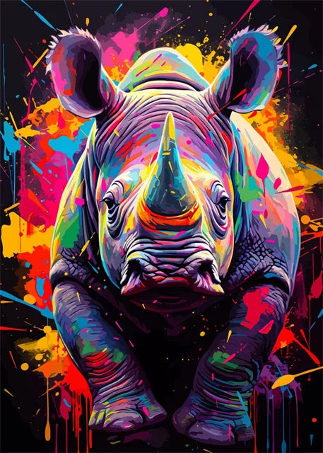 Watercolor Animals Canvas Paintings Rhino Cat Owl Panda Lion Tiger Wild Animals Grafffiti Art Posters Prints Home Decor Wall Art