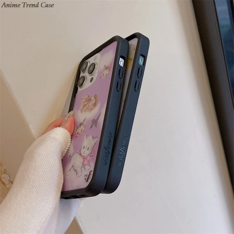 Wildflower 3D WF Metal Logo Phone Case for iPhone 16 15 14 13 12 Pro Max Plus 14pro 16pro Animal Butterfly Horse Fox Cover Funda