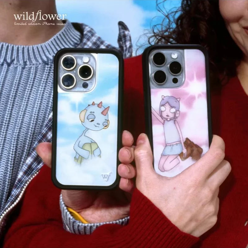 Wildflower Emergency Intercom Phone Case for iPhone 16 15 14 13 12 Pro Max Plus 16pro 15pro WF 3D Cartoon Cover Funda