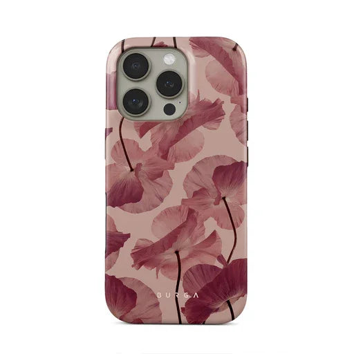 Pink Lotus Leaf BURGA Phone Case for iPhone 16 15 14 13 12 11 X XS XR XSMAX 7 8 Pro Max Plus Luxury Double-layer Back Cover