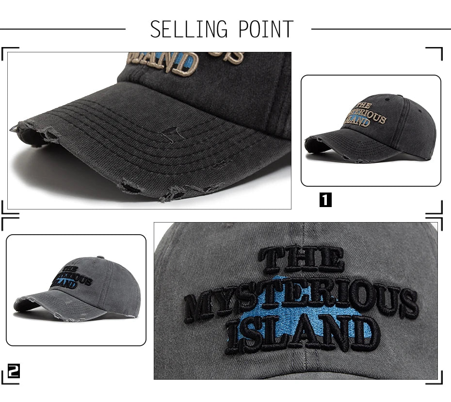 The Mysterious Island Letter Baseball Cap For Men Cotton Fashion Casual Snapback Women Vintage Hat Visor Hip Hop Caps Unisex