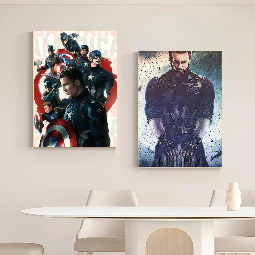 1PC C-Captain America Poster Self-adhesive Art Waterproof Paper Sticker Coffee House Bar Room Wall Decor