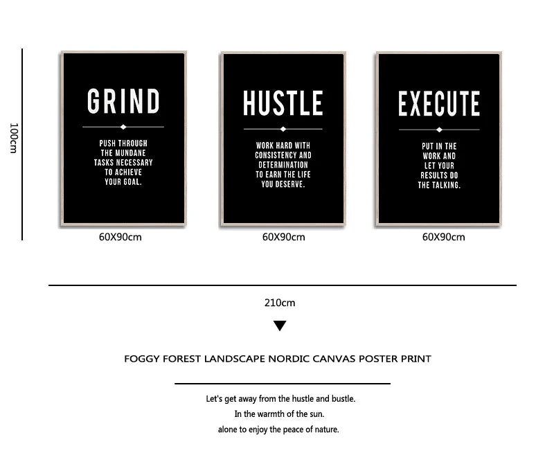 Grind Hustle Success Motivational Posters and Prints Office Decor Modern Art Entrepreneur Motivation Canvas Painting Pictures