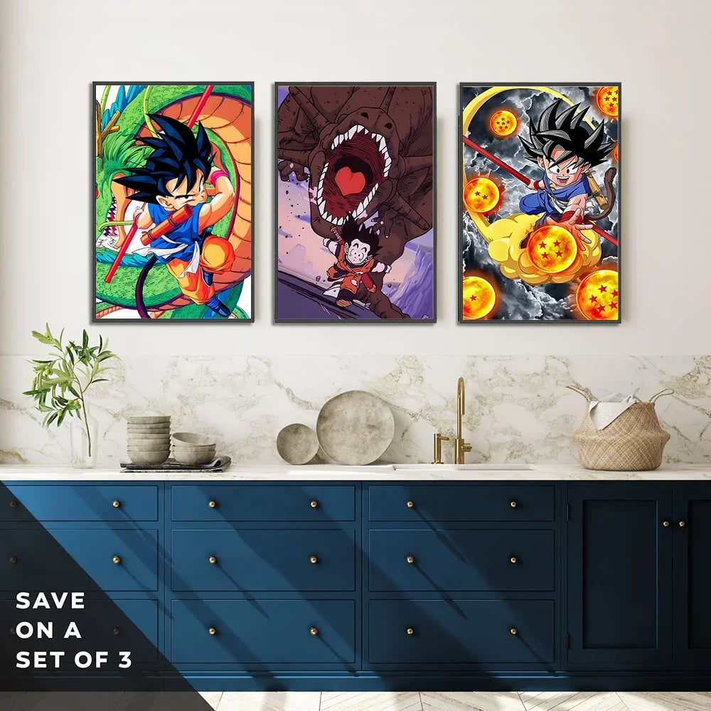 Dragon Ball Self-adhesive Poster Saiyan Goku Anime Wallpapr Figures Home Decoration Painting Pictures Wall Art Birthday Gift