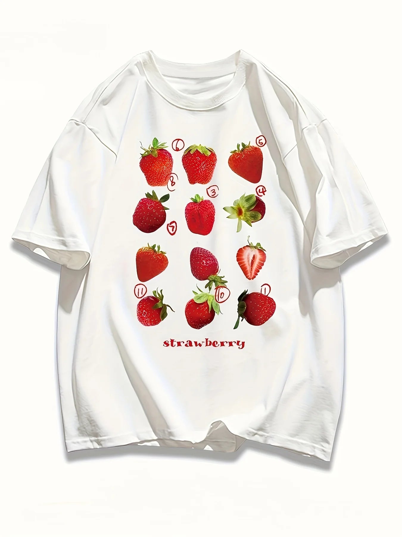 100% Cotton Women T-shirt Cute Fresh Strawberries Printed Tee Shirt Summer Comfortable Loose Tops Street Fashion Female Clothes