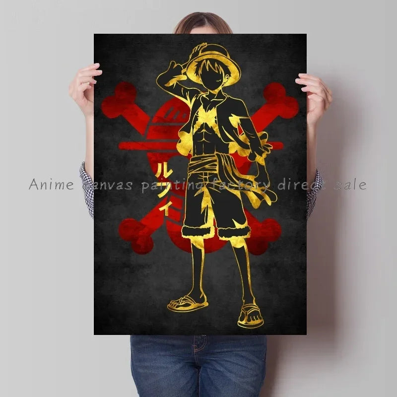 Japan Bandai Retro Anime Surrounding One Piece Luffy Art Canvas Painting Posters Print Mural Home Wall Aesthetic Room Decor