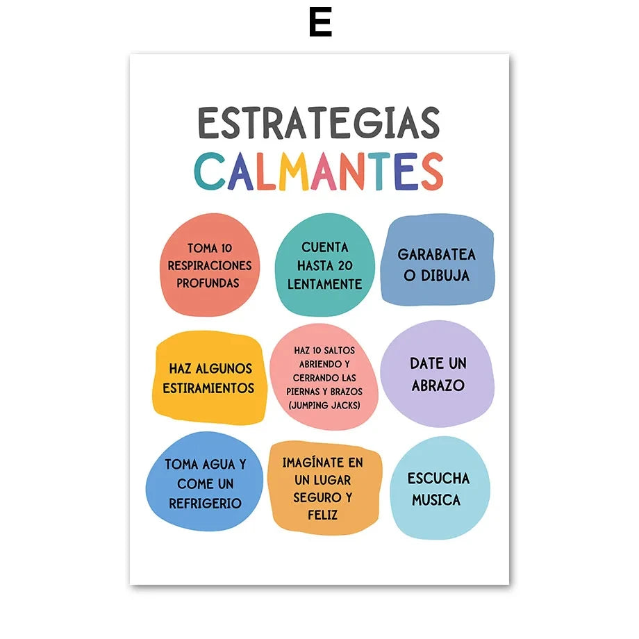 Modern Spanish Calm Corner Canvas Prints Aesthetic Inspirational Education Classroom Wall Art Poster for Home & School Decor