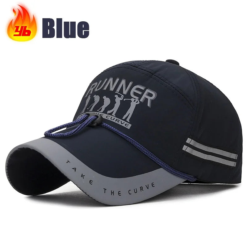 Summer With Windproof Rope Extended Brim Adjustable Cotton Baseball Cap Fishing Hat Trucker Caps Dad Hats