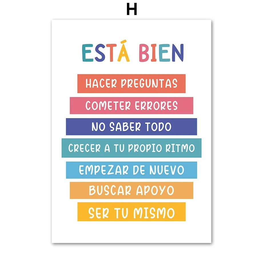 Modern Spanish Calm Corner Canvas Prints Aesthetic Inspirational Education Classroom Wall Art Poster for Home & School Decor