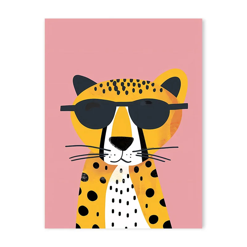 Cute Cartoon Colorful Animal Poster Children's Room Field Nursery Kindergarten Decoration Canvas Home Wall Art