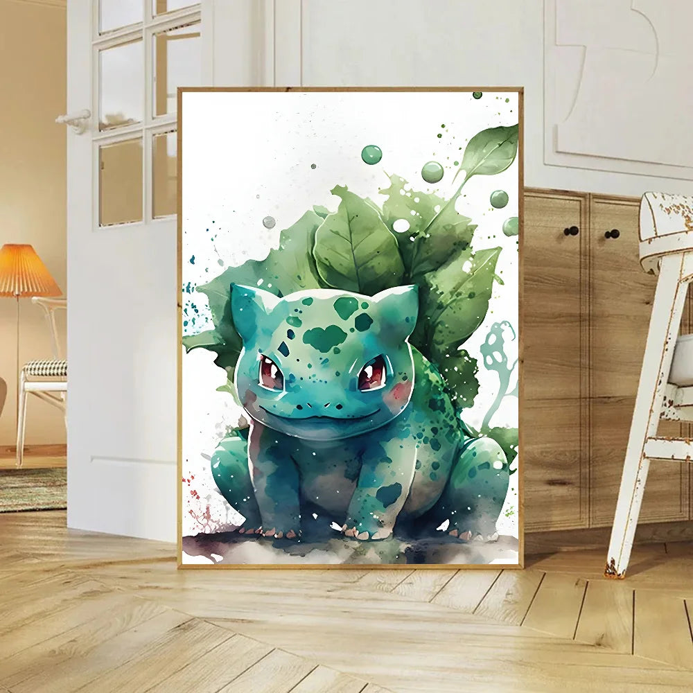 Miniso Anime P-Pokemon Poster Self-adhesive Art Waterproof Paper Sticker Coffee House Bar Room Wall Decor