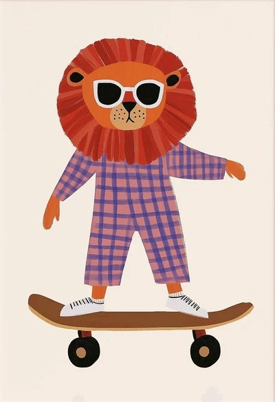Funny Animals Rabbit Dog Bear Cat Lion Skateboard Posters Prints Crocodile Wall Art Canvas Nursery Pictures for Kids Room Decor