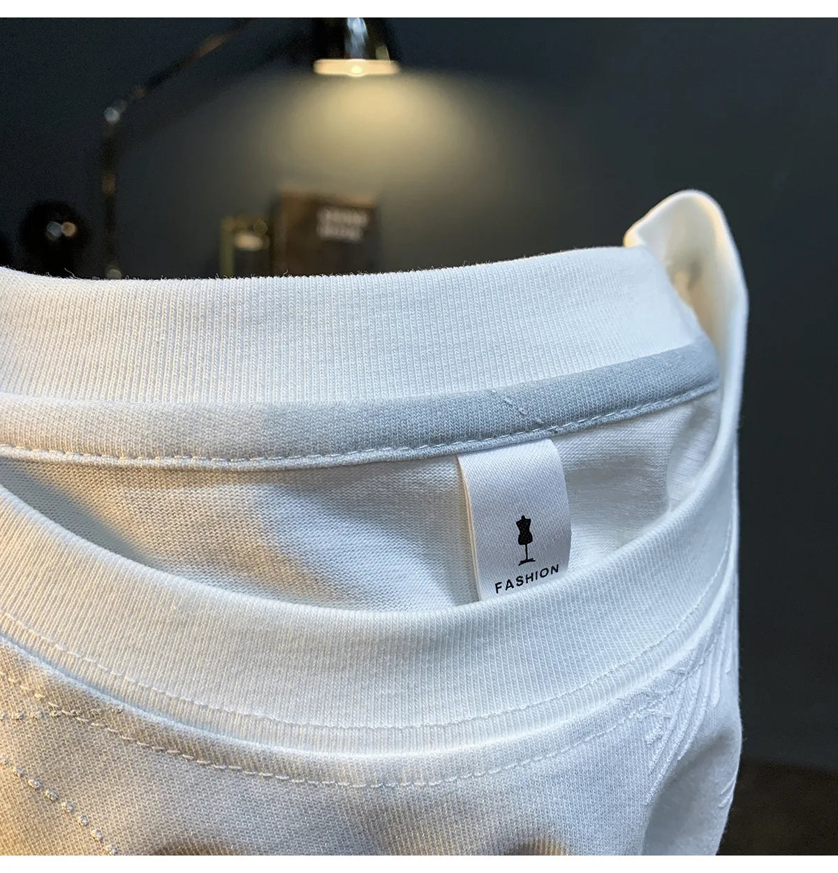 High end embroidered men's short sleeved shirt, summer high-density T-shirt, halo printed loose half sleeved shirt