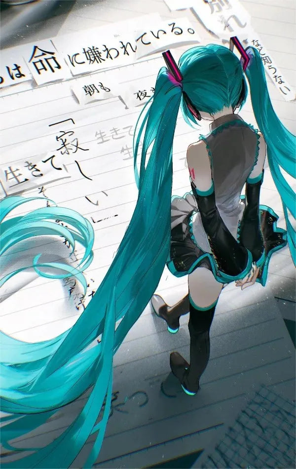 H-Hatsune Anime Miku-Poster Cartoon beautiful girl Anime Canvas Print Poster Poster Wall Art Decoration For Home Room Decoration