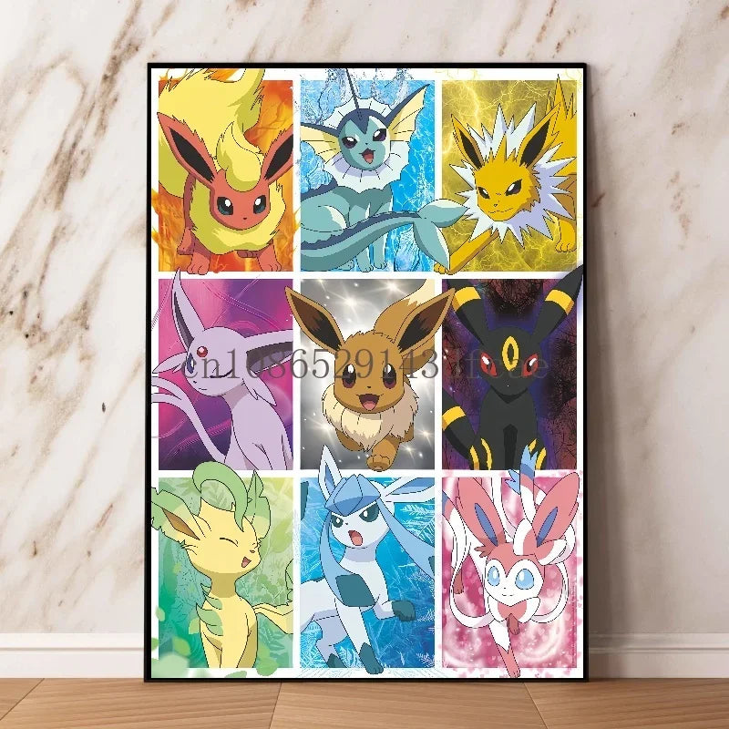 Pokemon Peripherals Pikachu Gyarados Squirtle Charmander Canvas Painting Anime Wall Art Prints Living Room Decor Posters Gifts
