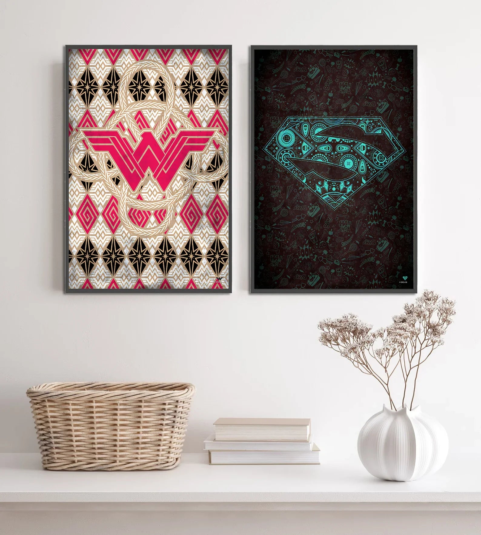 DC Superman Logo Self-adhesive Poster Movie Wallpaper Figures Home Decoration Painting Wall Art Batman Room Decor Kids Gift