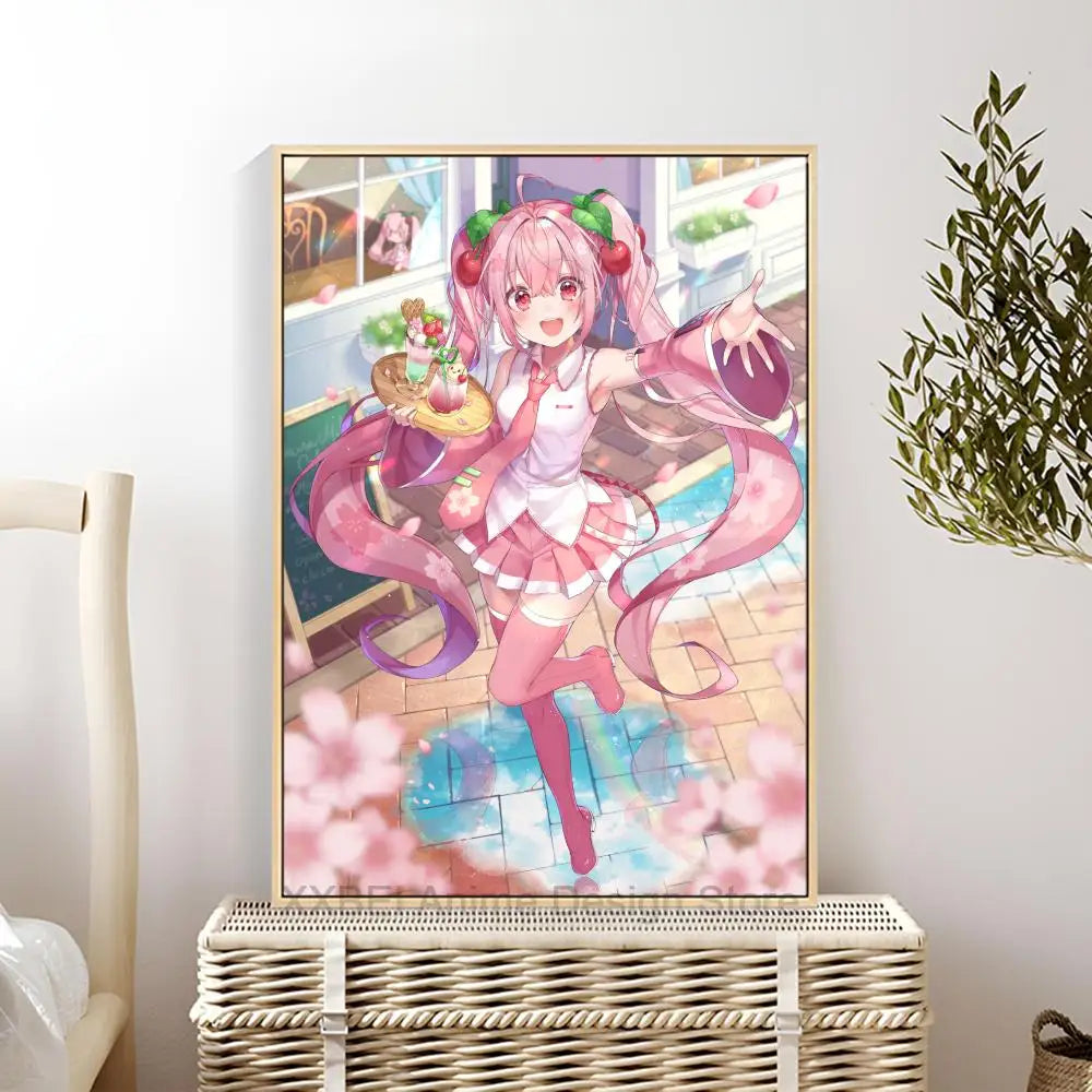 Virtual Idol H-Hatsunes M-MikU Poster Modern Art Mural Indoor Wall Sticker Bedroom Bedside Display Decorative Painting