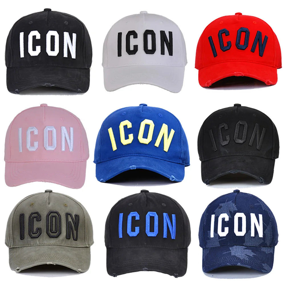 DSQICOND2 Brand 100% Cotton Baseball Caps ICON Letters High Quality Cap Men Women Customer Design Hat Black Cap Dad Hats