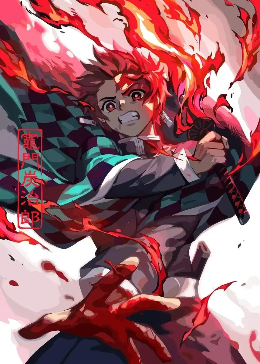 Classic Pop Anime Demon Slayer Kyojuro Rengoku Art Poster Canvas Painting Wall Prints Picture for Living Room Modern Home Decor