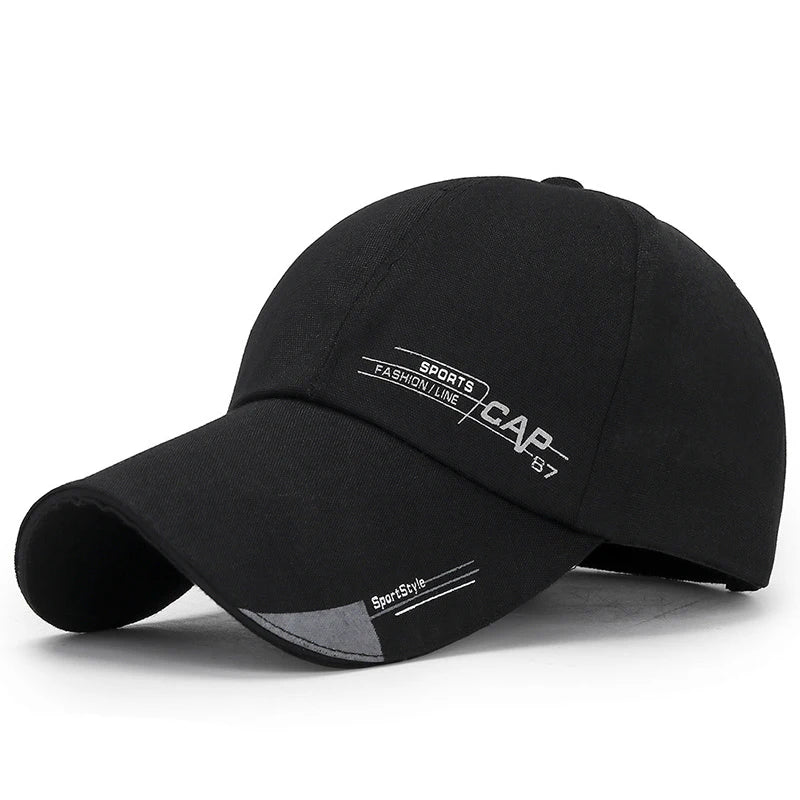2024 Sports Baseball Cap Summer Long Visor Brim Shade Sun Hats Mens Snapback Hats Peaked Cap Outdoor Baseball Cap Bone Gorras