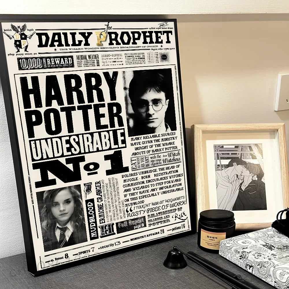 1pc Composite kraft paper H-harry P-potter Poster Self-adhesive Art Waterproof Paper Sticker Coffee House Bar Room Wall Decor
