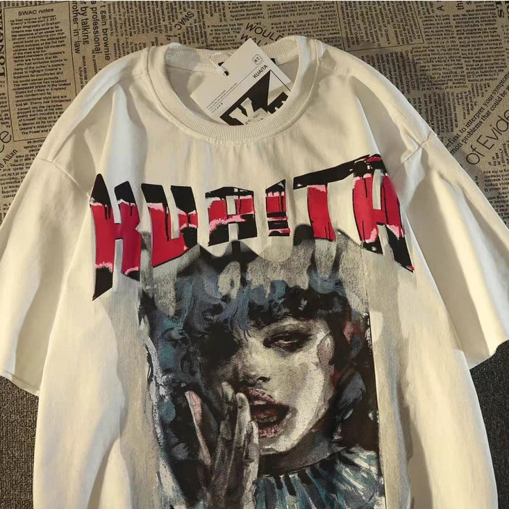 Fashion Hip Hop Smoking boy Print T-shirt Men Summer 100%Cotton Short Sleeve T-shirt Casual Y2k Top Cool Streetwear Men clothing