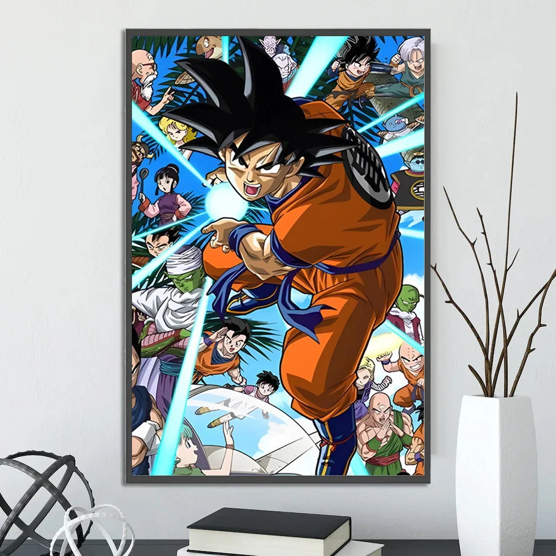 Dragon Ball Self-adhesive Poster Super Saiyan Goku Anime Wallpapr Vegeta Home Decoration Painting Wall Art Kid Birthday Gift