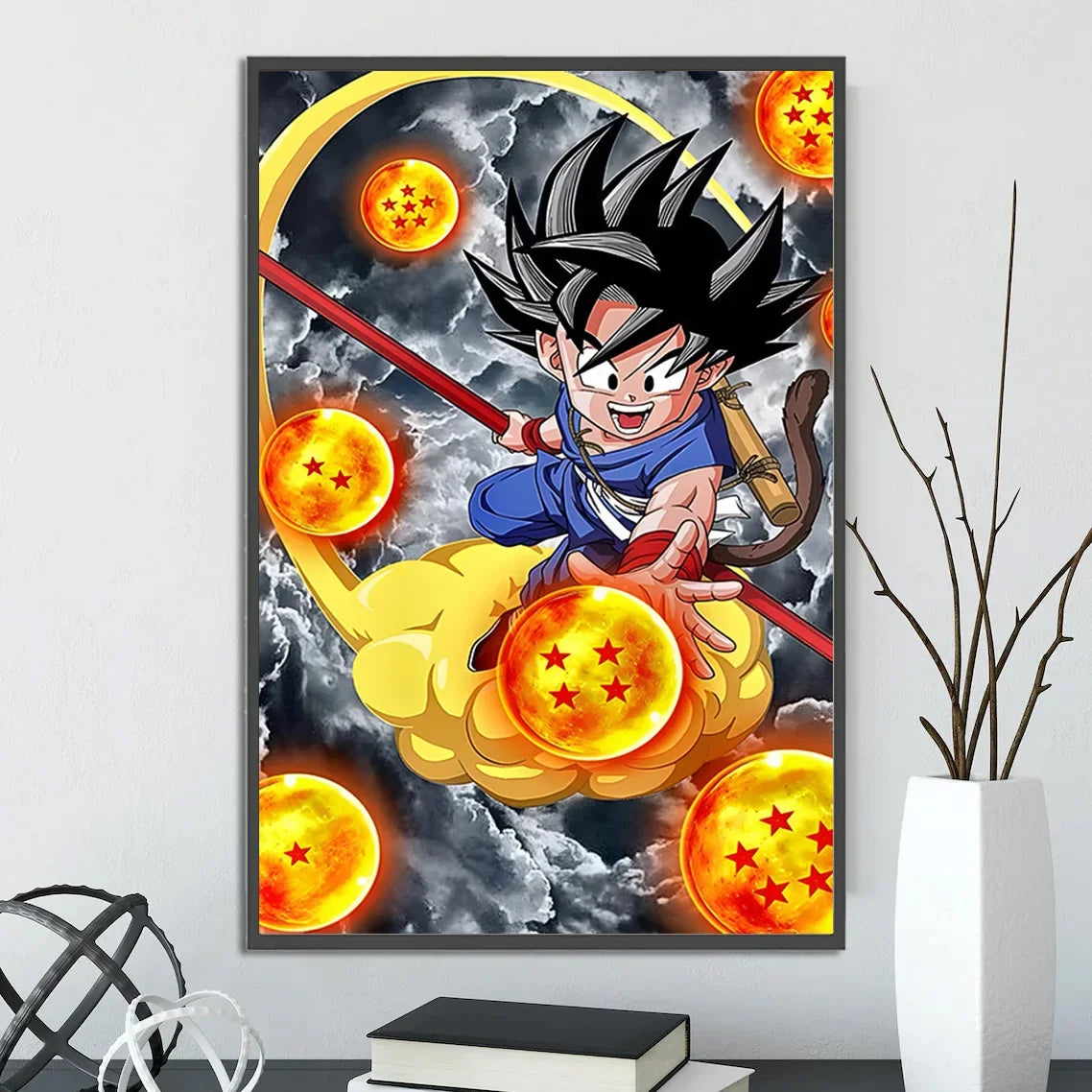 Dragon Ball Self-adhesive Poster Saiyan Goku Anime Wallpapr Figures Home Decoration Painting Pictures Wall Art Birthday Gift