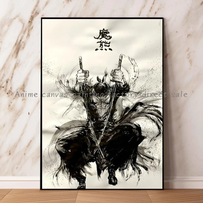 Anime One Piece Zoro Poster Ink HD Print Canvas Painting Wall Art Mural Suitable for Cafe Home Wall Decoration Picture Gift