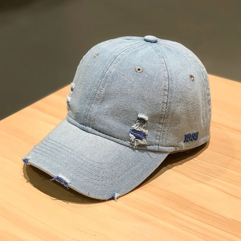 New Fashion Adult Washed Denim Baseball Caps Men Women Casual Solid Snapback Sport Cap Ripped Distressed Hip Hop Fishing Hats