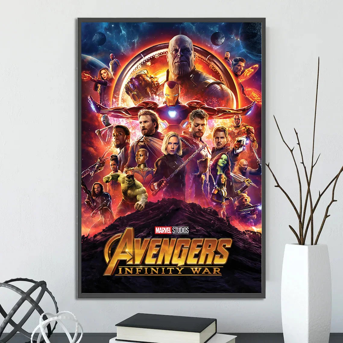 I-Iron Man M-Marvel Movie Poster Self-adhesive Wallpaper Figures Home Decoration Painting Wall T-Thor Art Bedroom Cartoons Decor