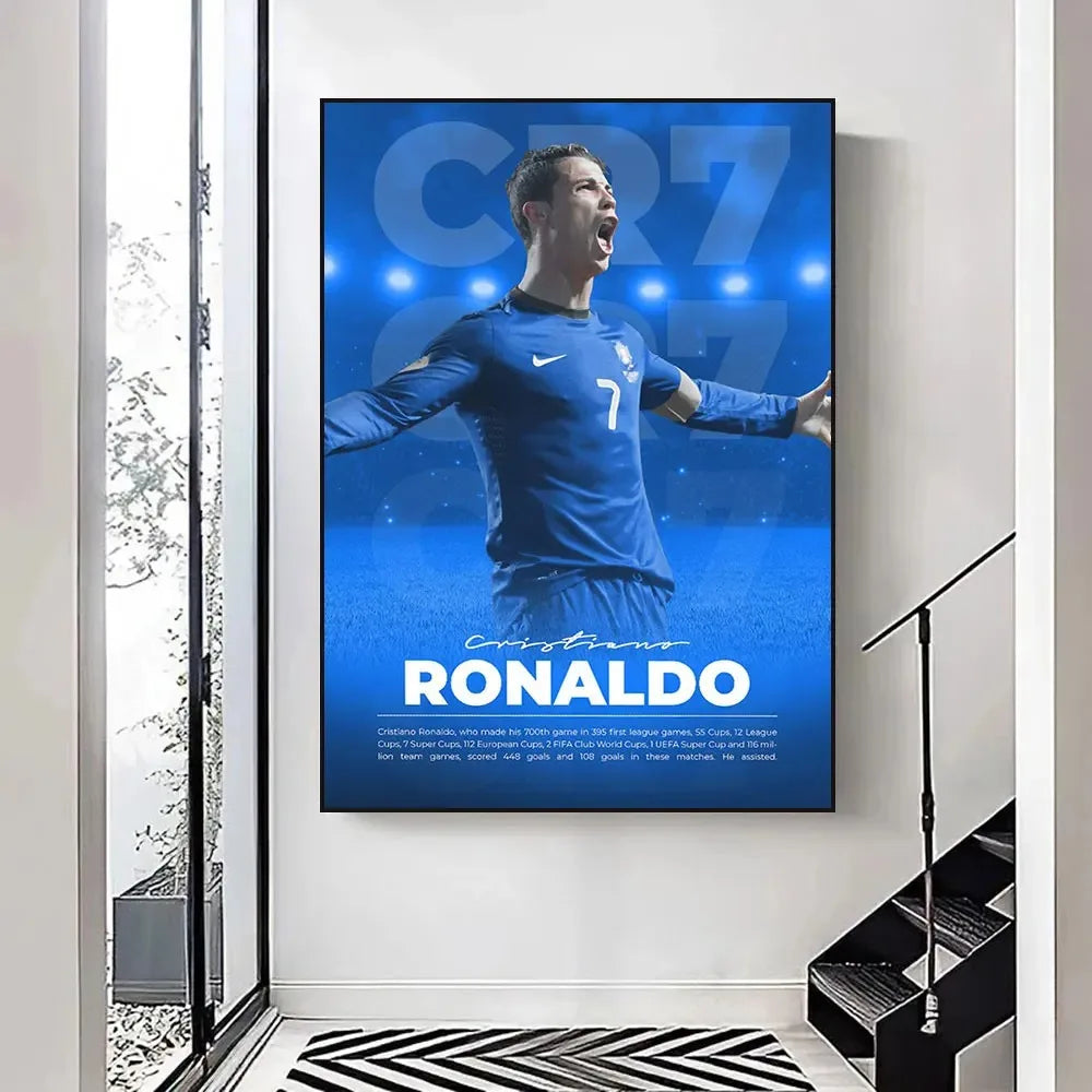Portugal Super Football Star C-CR7 Poster Prints Motivational Quotes Canvas Painting Soccer Fans Room Decor No Frame