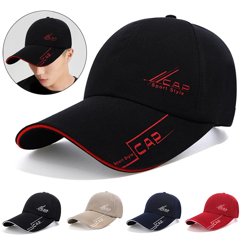2024 Sports Baseball Cap Summer Long Visor Brim Shade Sun Hats Mens Snapback Hats Peaked Cap Outdoor Baseball Cap Bone Gorras