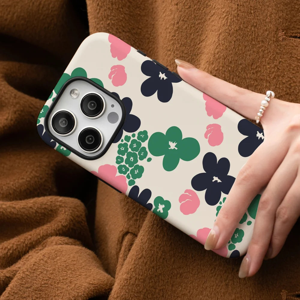 Blush Emerald Navy Floral Vividness Phone Case Phone Case Film shell For iPhone 16 15 14 13 12 11 Pro Max Plus
