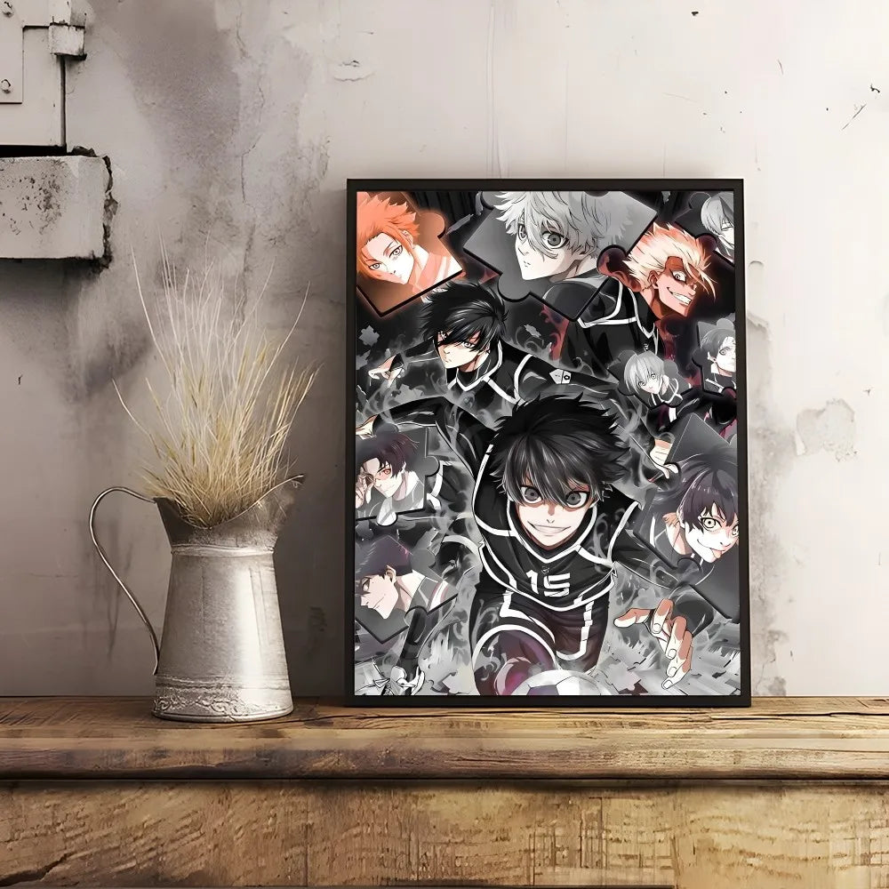 Anime B-BLUE LOCK Football Catoon Poster Corridor Wall Art Printing Waterproof Home Living Bed Room Decor