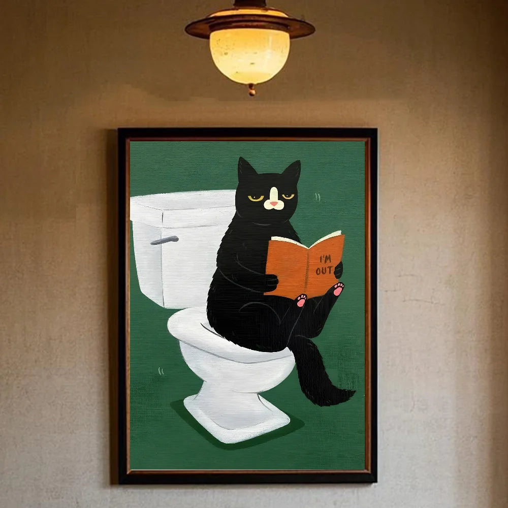 Art Green bedroom and cat Poster HD art sticky wall waterproof home living room bedroom bar aesthetic decoration