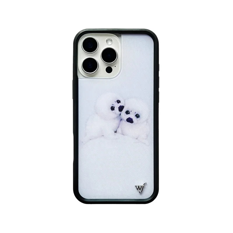 Wildflower 3D WF Metal Logo Anime Phone Case for iPhone 16 15 14 13 12 Pro Max Plus Lovely Dog Deer Camouflage Back Cover Funda