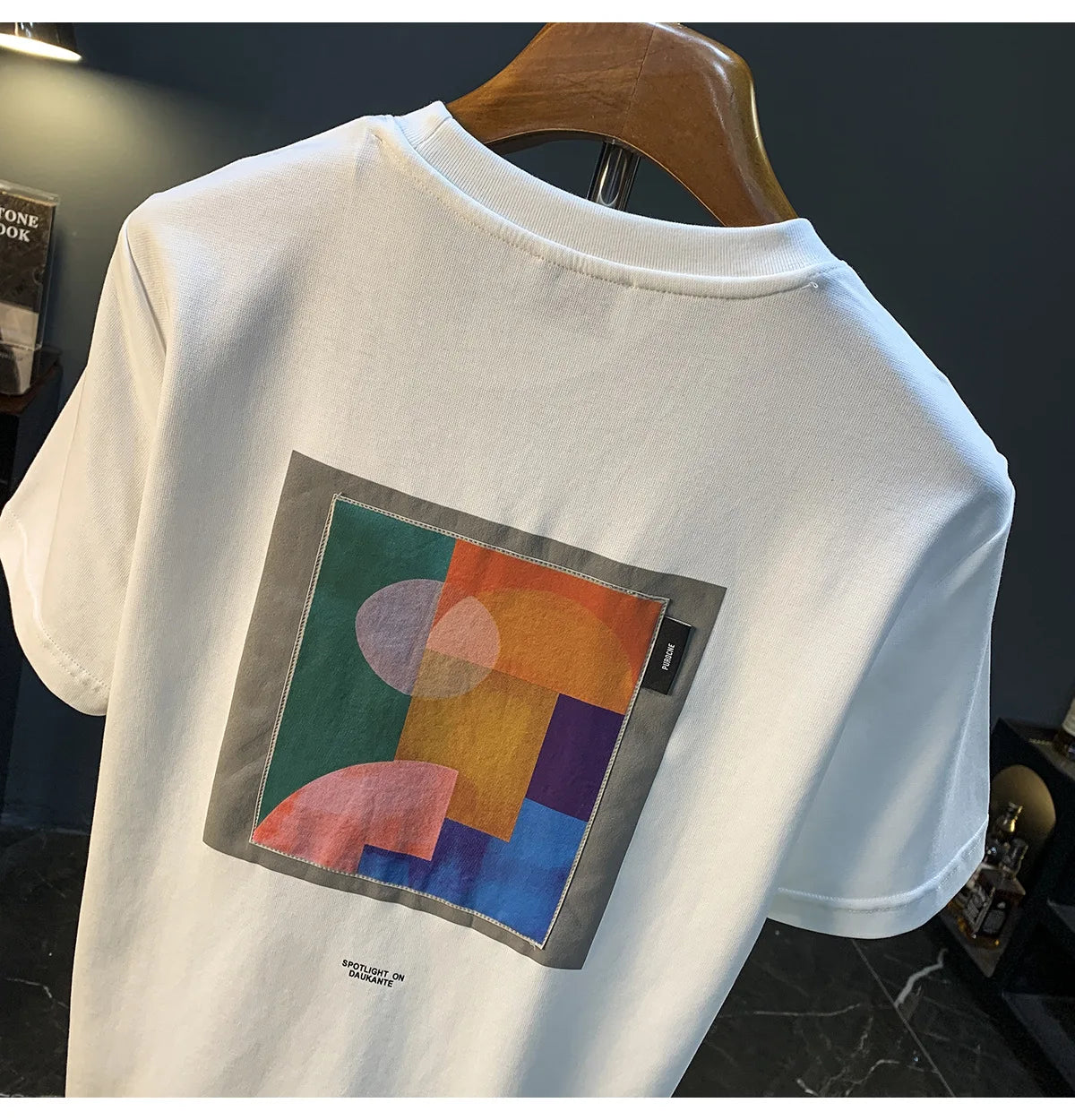 2025 Summer New Geometric Creative Printed Short sleeved T-shirt for Men, Comfortable, Versatile, Premium Embroidered Top