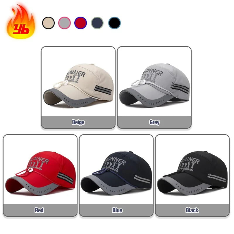 Summer With Windproof Rope Extended Brim Adjustable Cotton Baseball Cap Fishing Hat Trucker Caps Dad Hats