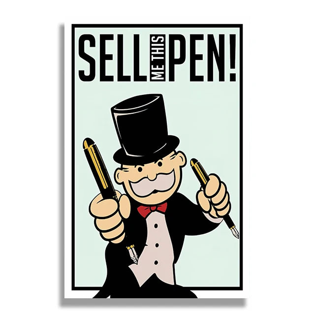 Monopoly Millionaire Money Canvas Decorative Painting Motivational Quote Art Poster Cartoon Figure Mural Home Wall Decor Picture