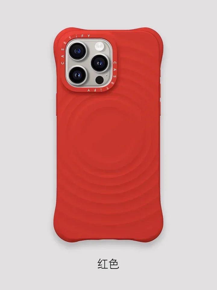 Ripple Silicone Engraved Letters Magnetic Phone Case Simple Stylish Anti-drop Protective Case for IPhone 16 Pro Max Accessories