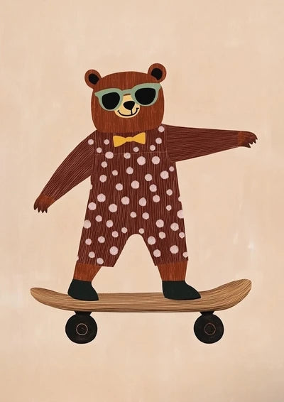 Funny Animals Rabbit Dog Bear Cat Lion Skateboard Posters Prints Crocodile Wall Art Canvas Nursery Pictures for Kids Room Decor