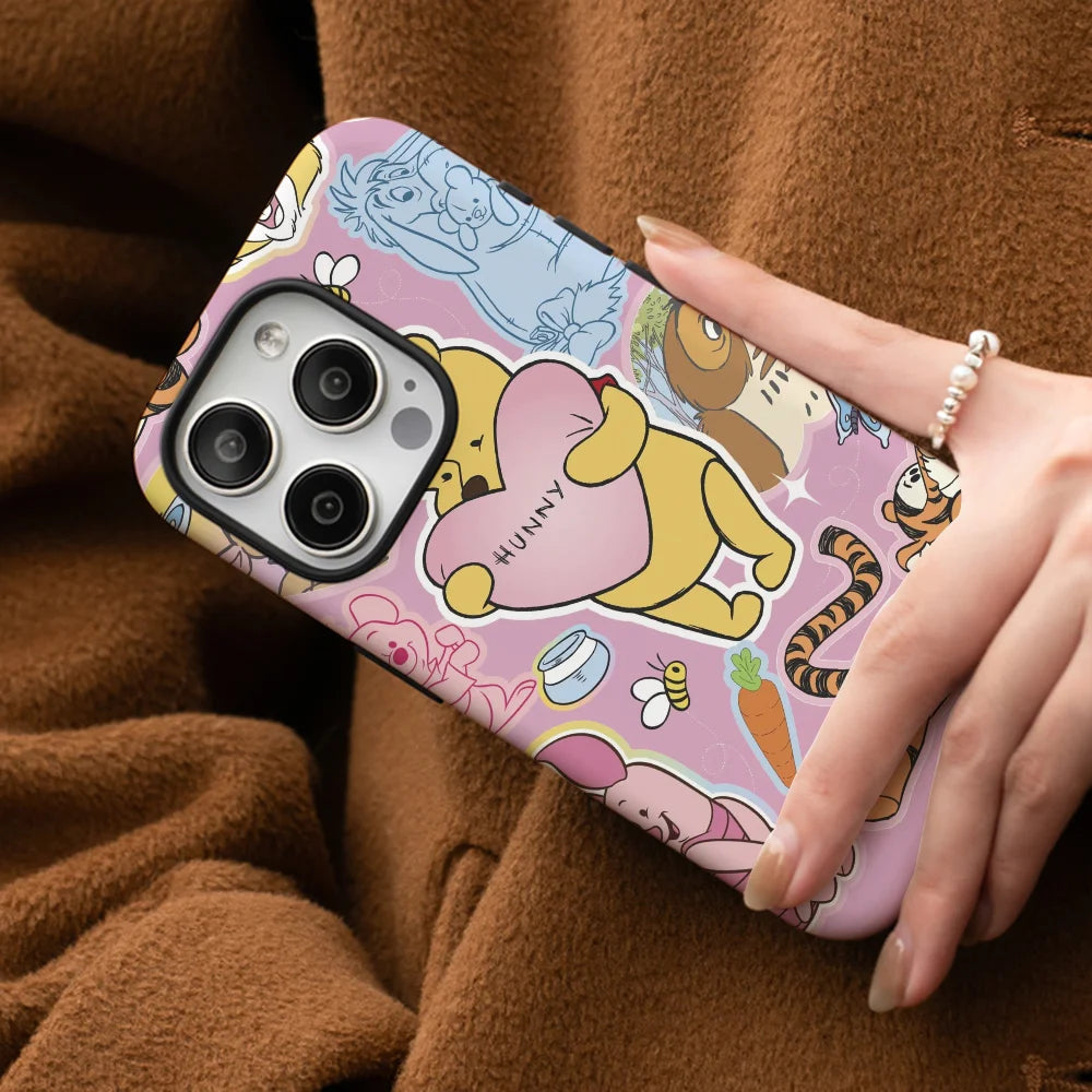 Winnie The Pooh Cute Sticker Phone Case Phone Case Film shell For iPhone 16 15 14 13 12 11 Pro Max Plus