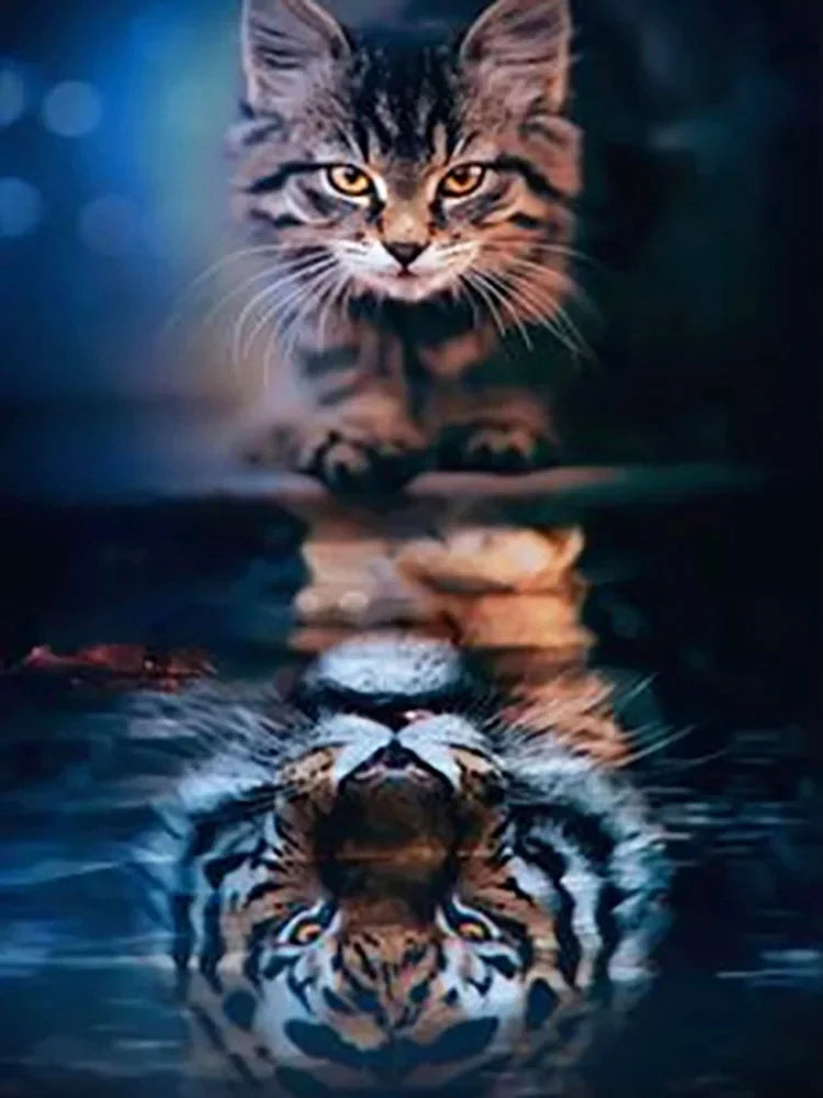Huacan DIY Diamond Painting Cat Full Round Square Drill Embroidery Tiger Cross Stitch Kit Art Handmade Gift Home Decoration