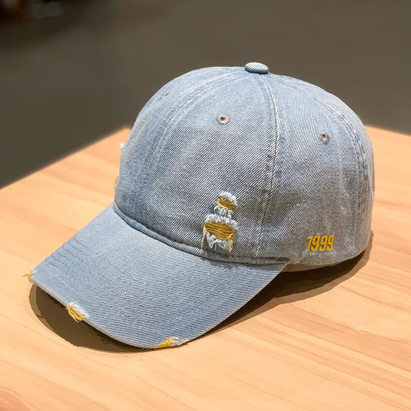 New Fashion Adult Washed Denim Baseball Caps Men Women Casual Solid Snapback Sport Cap Ripped Distressed Hip Hop Fishing Hats