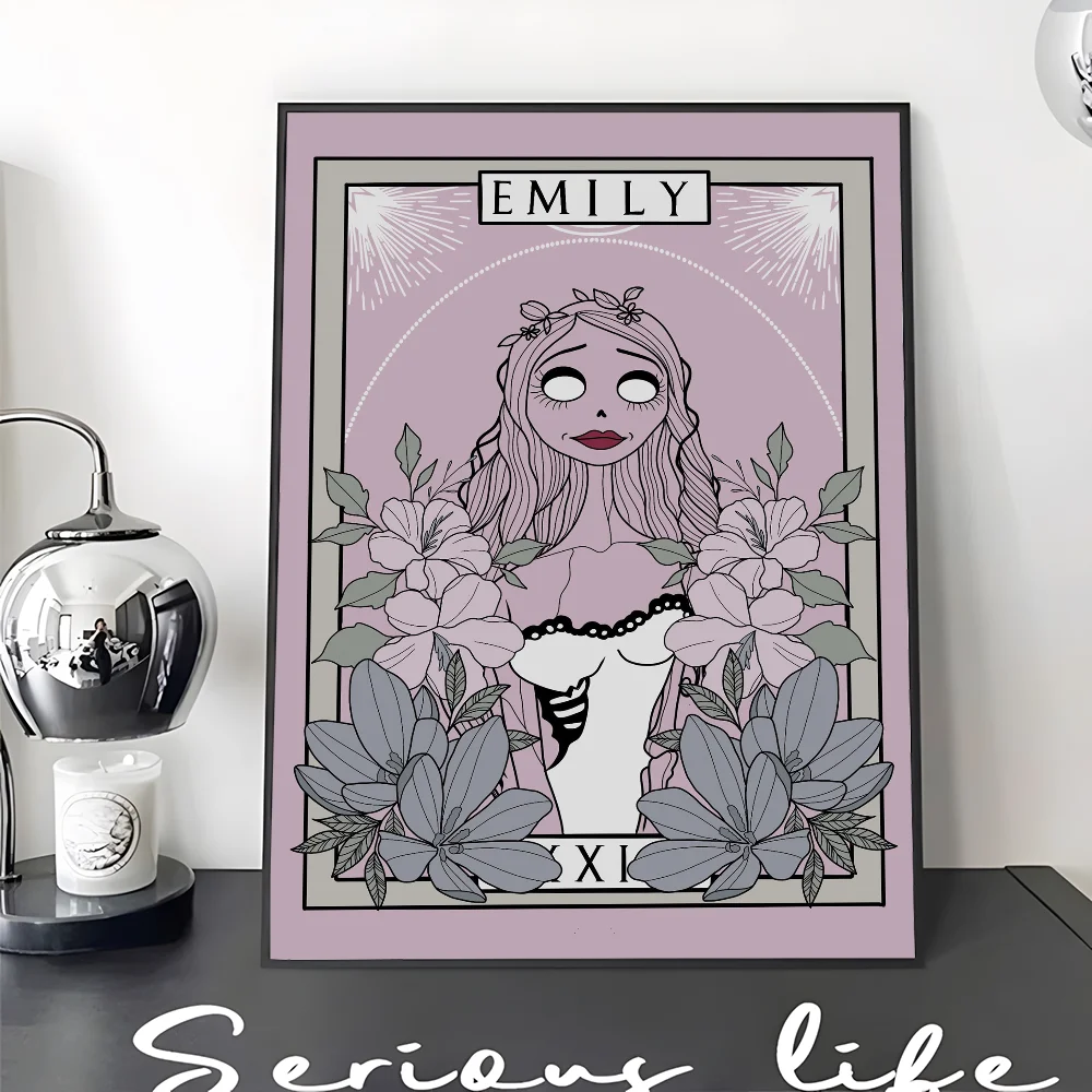 C-Corpse Bride Cartoon Movie Sticky Posters Retro Kraft Paper Sticker DIY Room Bar Cafe Aesthetic Art Wall Painting