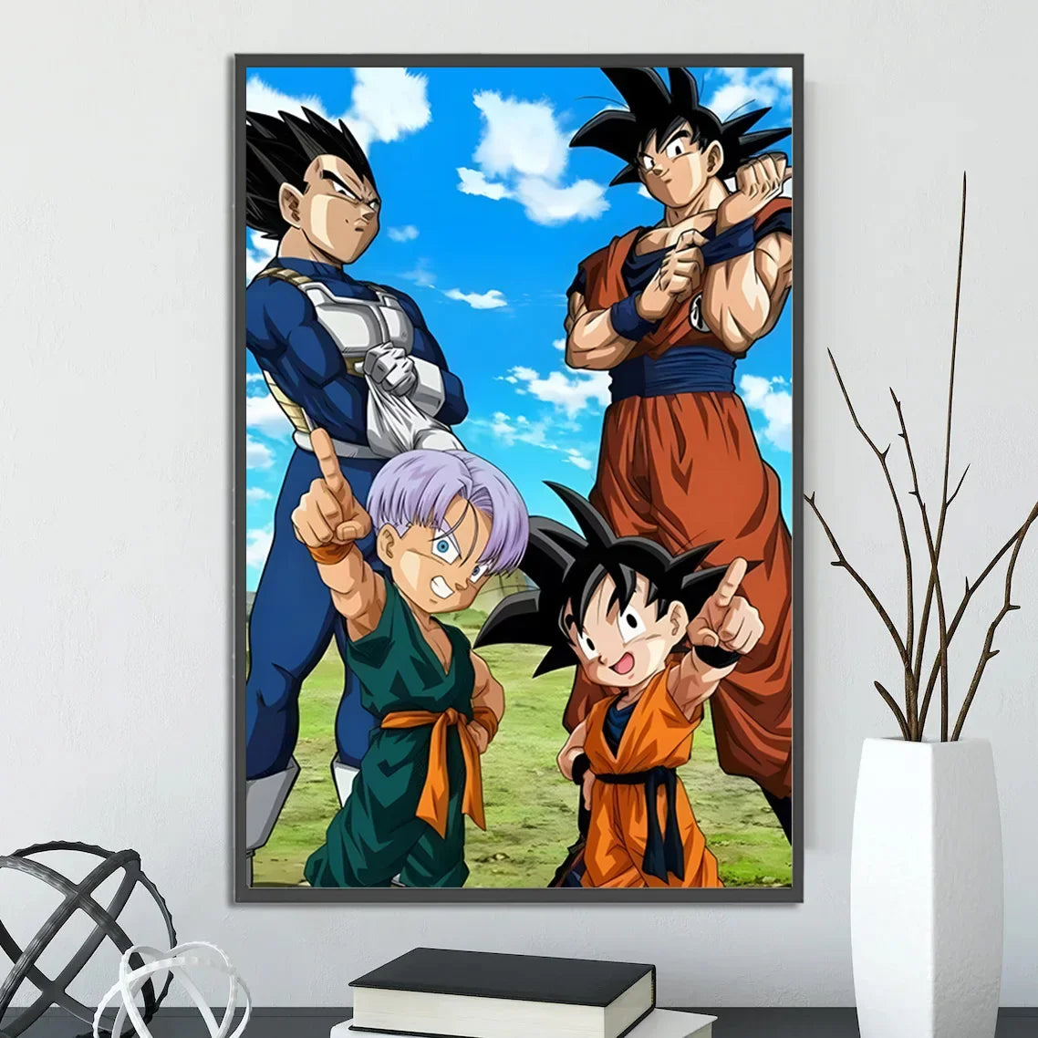 Dragon Ball Self-adhesive Poster Saiyan Goku Anime Wallpapr Figures Home Decoration Painting Pictures Wall Art Birthday Gift