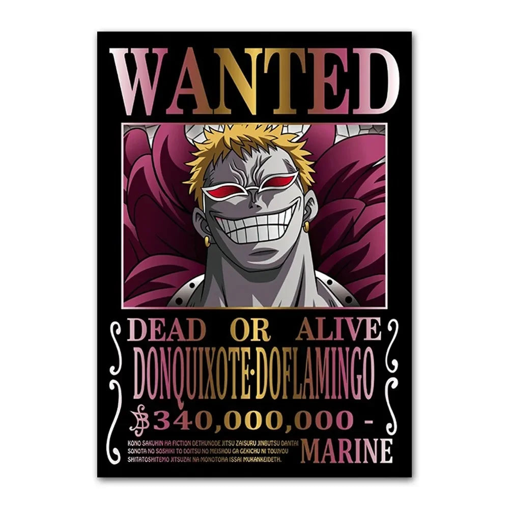 One Piece canvas Wanter Canvas Poster Anime Luffy Ace Chopper Zoro Wall Sticker office Home Sticker Paintings For Kids Gifts
