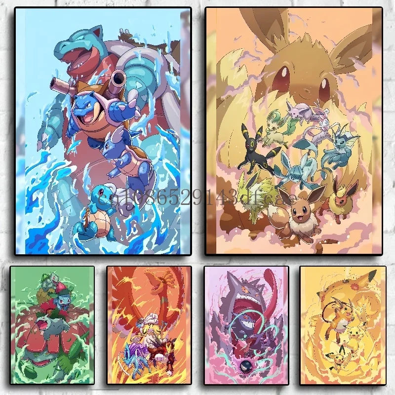 Classic Canvas Wall Art Aesthetic Poster Pokemon Pikachu Home Room Painting Cuadros Best Gift Hanging Gifts Cartoon Character