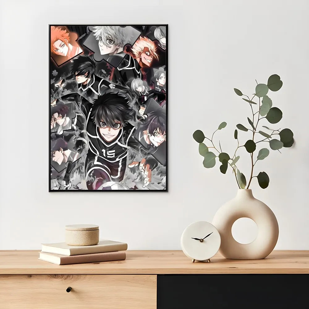 Anime B-BLUE LOCK Football Catoon Poster Corridor Wall Art Printing Waterproof Home Living Bed Room Decor
